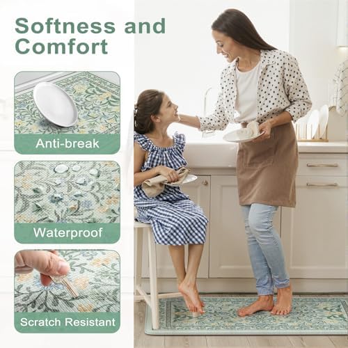 Collive Kitchen Rugs Sets of 2, Waterproof Anti Fatigue Kitchen Mats