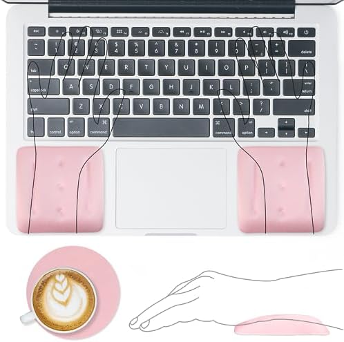 VAGAU Wrist Rests for Laptop, Wrist Support for Keyboard and Mouse Pink