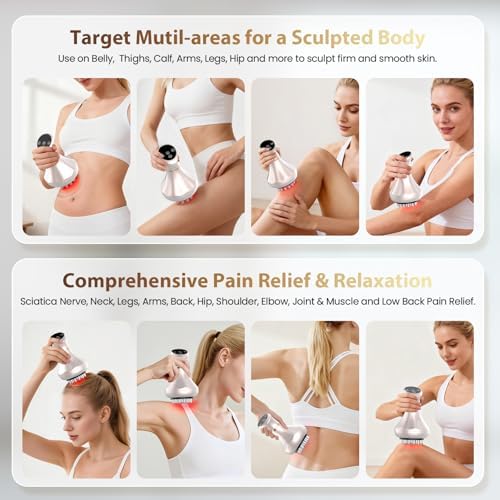 Lymphatic Drainage Massager, Anti Cellulite Massage Tool For Belly & Thigh Stretch Marks & Cellulite Reduction, Handheld Massage tools for Sciatica Nerve, shoulder, Hip, Muscle, Low Back Pain Relief