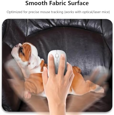 English Bulldog Mouse Pad, Adorable Puppy Pet Resting on a Sofa Desk Mat