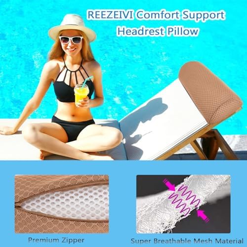 1 Pack Headrest Pillow for Patio Chaise Lounge,Recliner,Beach Chair,Brown
