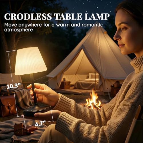 Waterproof Shower Lamp, Cordless Rechargeable Table Lamp for Outdoor -Black