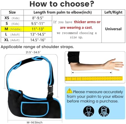 mosago Arm Sling, Lightweight Breathable Mesh Shoulder Immobilizer, Middle