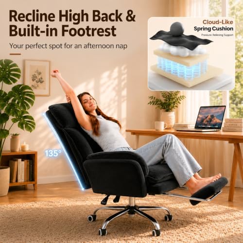 Big and Tall Office Chair with Foot Rest & Flip Armrests