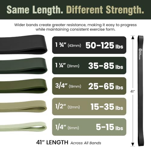 Gym Salvation 41-inch Loop Resistance Bands Set, 5 Pull Up Assist Bands for Strength Training & Working Out, Long Exercise Bands for Powerlifting, Mobility & Home Gym with Carry Bag