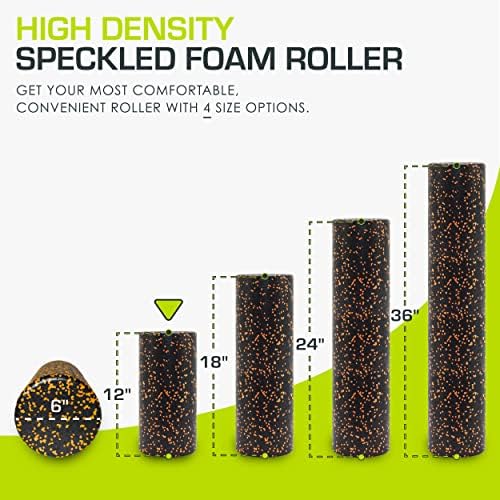 ProsourceFit High Density Foam Rollers 12 - inches long,Firm Full Body Athletic Massage Tool for Back Stretching, Yoga, Pilates, Post Workout Muscle Recuperation, Black/Orange