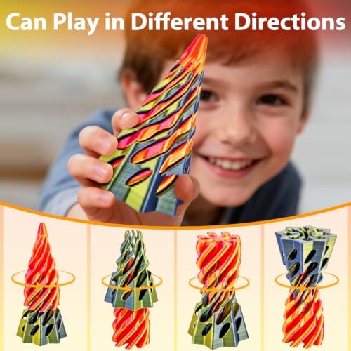 6 Pack Impossible Cone Fidget Toy, 3D Printed Spiral Pyramid Passthrough Gadget, Sensory Stress Relief Desk Toys for Kids & Adults, Optical Illusion Gift for ADHD/Anxiety