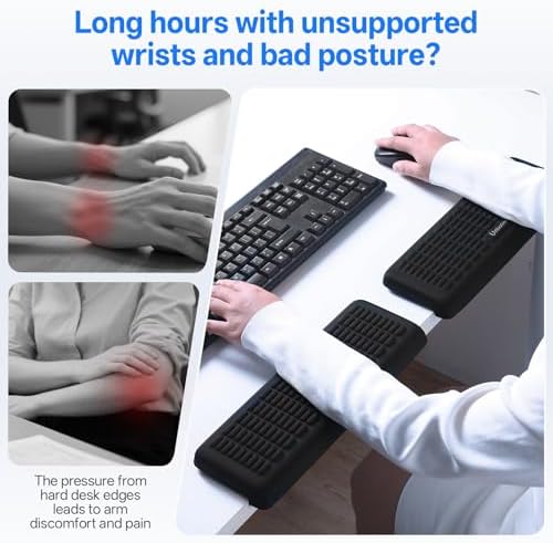 UnivoColors PostureUp L-Shaped Desk Wrist Rest Elbow, Non-Slip, Separate Design, Memory Foam Desk Edge Support, Ergonomic Design for Long-Hour Work (11.8 * 3.9 inch 2-Piece Set of Navy)