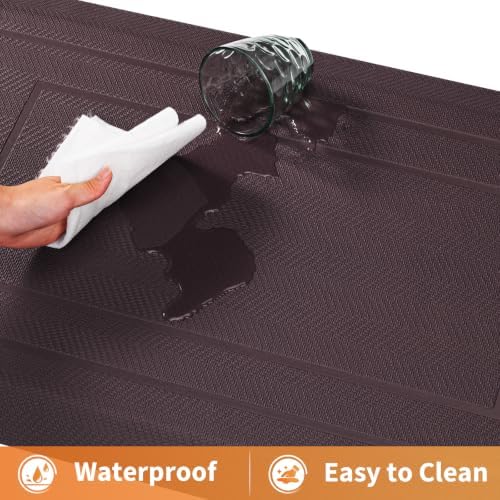 UKISS 9/10"" Extra Thick Cushioned Anti Fatigue Kitchen Mat, Waterproof High Density Foam Standing Desk Mat, Non-Slip Ergonomic Comfort Mat for Kitchen, Office,Workstation Black (Brown, 20" X 48")