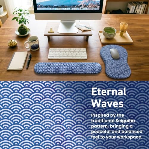 BELLEMOND Japanese Mouse Pad with Wrist Rest | Ergonomic Memory Foam, Large