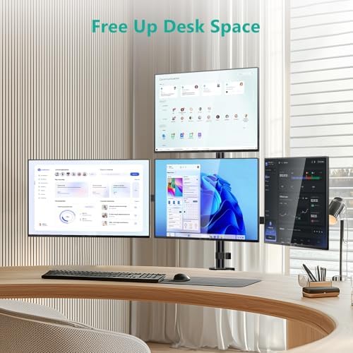 WALI Stacked 4 Monitor Mount for 13-27 inch Screens, up to 22 lbs per Arm