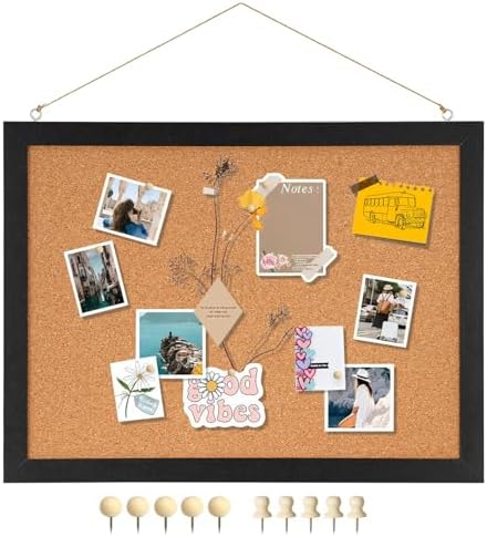 DOLLAR BOSS Double-Sided Black Cork Board, 16"x12" Bulletin Board