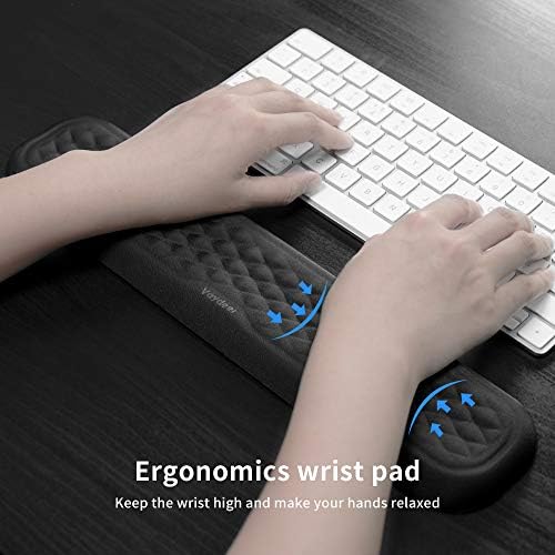 Vaydeer 60%-75% Keyboard Wrist Rest, Memory Foam Hand Rest Support Pad Padded for Office, Computer, Laptop, Mac Typing and Wrist Pain Relief and Repair(14.17inch,Black)