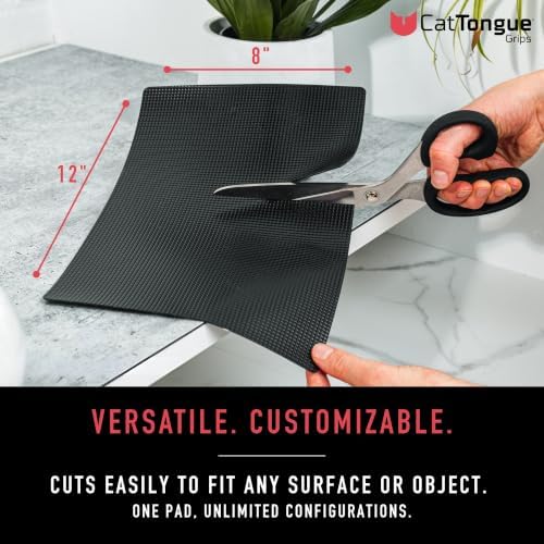 CatTongue Grips 8"x12" Non-Slip Grip Pad, Non-Adhesive, Black & Clear, 2-Pk