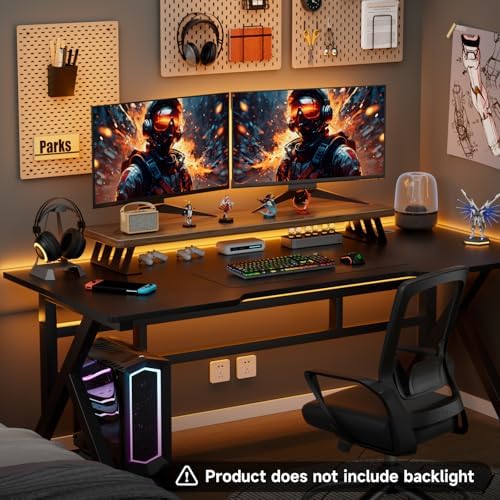 Dual Monitor Stand Riser, 39 Inch Large Wood Monitor Stands for 2 Monitors