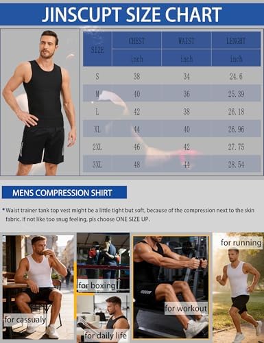 2 Pack Compression Shirt Tummy Control Undershirts Vest Workout Shapewear Sleeveless Posture Corrector for Men