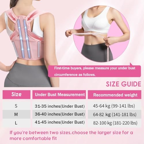 Posture Corrector for Women, Invisible Under Clothes – Adjustable Upper Back Brace for Neck & Shoulder Pain Relief, Back Straightener for Hunchback, Slouching & Office Use