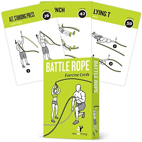 NewMe Fitness Battle Rope Workout Cards - 62 Exercise Card Deck