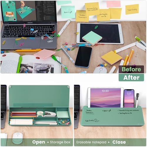 Varhomax Glass Desk Whiteboard with Storage