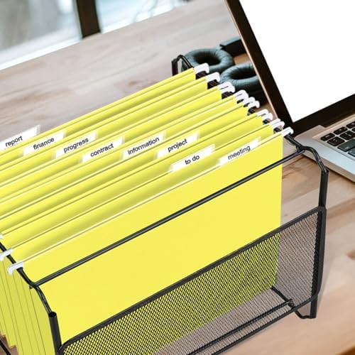 HERKKA Hanging File Folders, 30 Pack Reinforced Letter Size Hanging Folders, Designed for Bulky Files, Filing Cabinet, 1/5-Cut Adjustable Tabs (Yellow)