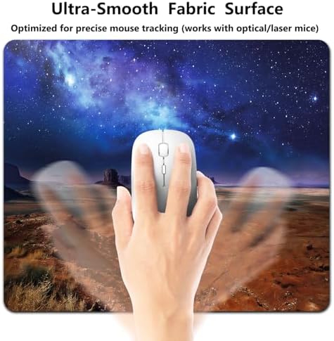 9.5x7.9 Inch Office/Gaming Mouse Pad, Starry Milky Way Over Monument Valley Western Desert Night Sky Galaxy, Cute Anti-Slip Mat for Desk Decor