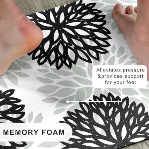 Cushioned Anti-Fatigue Kitchen Mats for Floor – Non-Slip Waterproof Memory Foam Runner, Extra Wide & Long, Comfortable Standing Mat for Kitchen, Sink, Office, Laundry, Black Gray