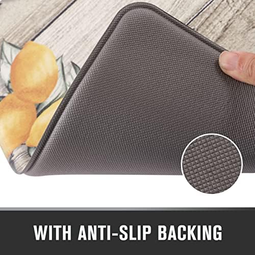 Carvapet 2Pcs Lemons Kitchen Floor Mats 17"x27"+17"x47"