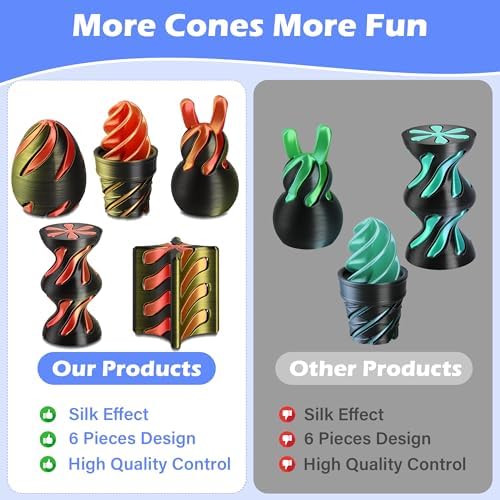 5 Pack Spinning Fidget Toys Golden Orange 3D Printed Desk Decor Set