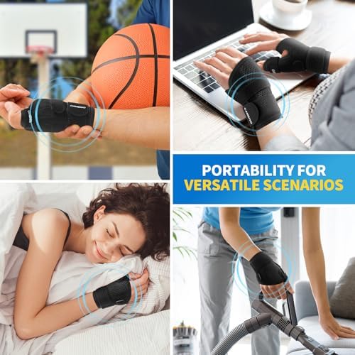 CAMBIVO Thumb Splint & Wrist Brace, Adjustable CMC Joint Pain Relief, Black