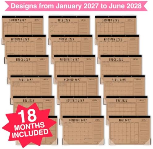 Large Desk Calendar 2027 - Desktop Calendar 2027-2028