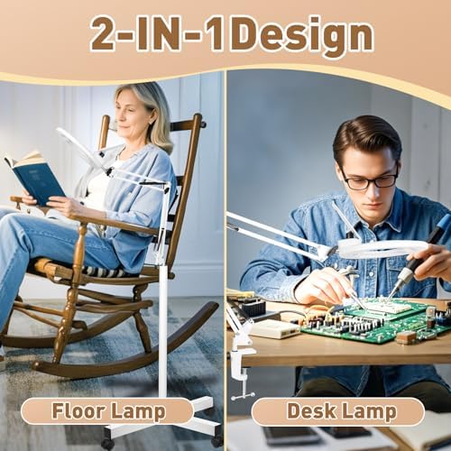 HITTI 2200 Lumens 12X Magnifier Esthetician Light, 4 Wheel Rolling Base
