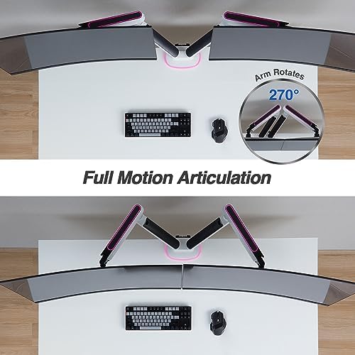 AVLT Dual 27”-43” RGB Gaming Monitor Arm Desk Mount - White