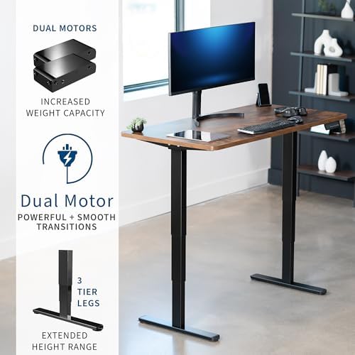VIVO Rustic Vintage Brown 60 x 24 in Standing Desk, DESK-KIT-2B6N