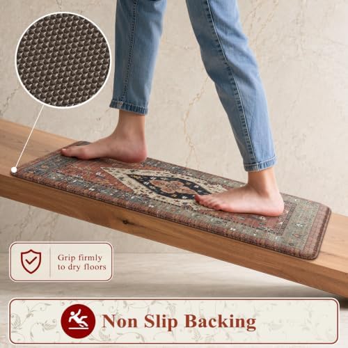 KIMODE Anti Fatigue Kitchen Mats for Floor,Vintage Cushioned Kitchen Rugs