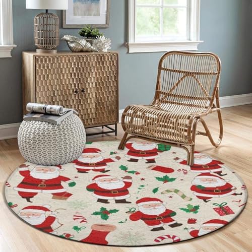 Highly Premium Quality Floor Mat, Office Chair Decor Mat, Room Sofa Yoga Soft Round Carpet Cute Cartoon Santa Claus Christmas