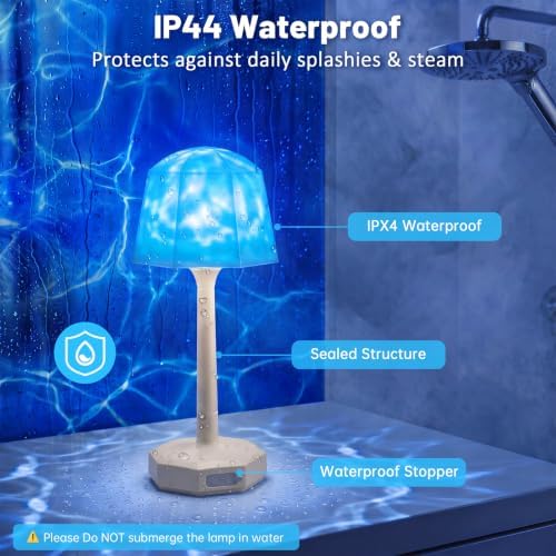 Waterproof Shower Lamp, Bathroom Light with 16 Color Ocean Wave Projector