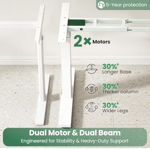 SIAGO Dual Motor Standing Desk Frame for Tops up to 75" - 280 lbs Capacity