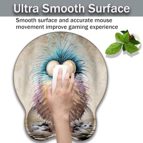 Ergonomic Keyboard Wrist Rest & Mouse Wrist Support Set with Lace Coaster, Gel Memory Foam Anti-Slip Base, Pain Relief for Typing, Colorful Fuzzy Chicken