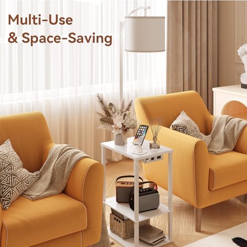SUNMORY Floor Lamp with Table Shelves, End Side Table for Living Room
