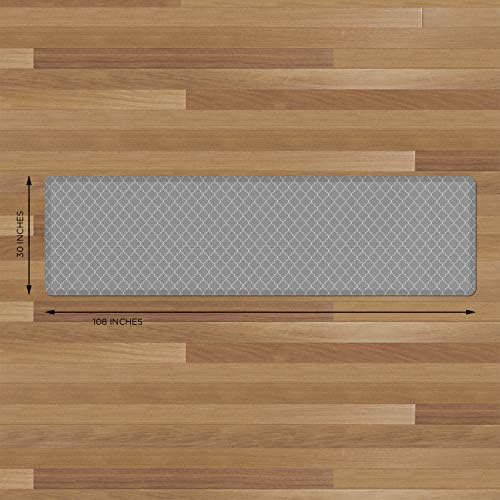 GelPro Anti-Fatigue Designer Comfort Kitchen Floor Mat, 30x108, Trellis Grey Stain Resistant Surface with 3/4” Thick Ergo-Foam Core for Health and Wellness