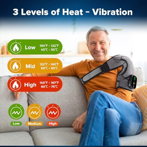 Cordless Shoulder Heating Pad with Massage, Rotator Cuff Shoulder Massager