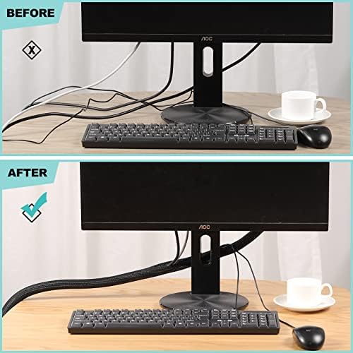 AGPTEK Cable Sleeve, 6.6ft - 1.2 inch Cable Management Cord Hider, Black