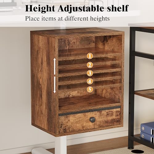 Unionly Clamp-on Under Desk Storage Shelves with Height Adjustable & Drawer