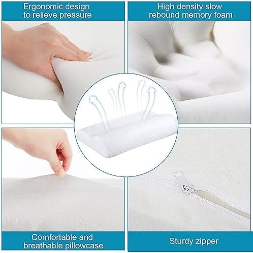 FairySandy 2 Pack Memory Foam Pillow Neck Support Orthopedic Sleeping Pillow Ergonomic for Shoulder Pain Side Back Stomach (Bubble Velvet)