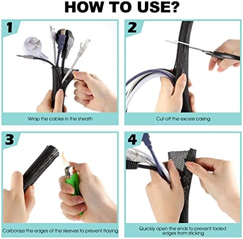 AGPTEK Cable Sleeve, 6.6ft - 1.2 inch Cable Management Cord Hider, Black
