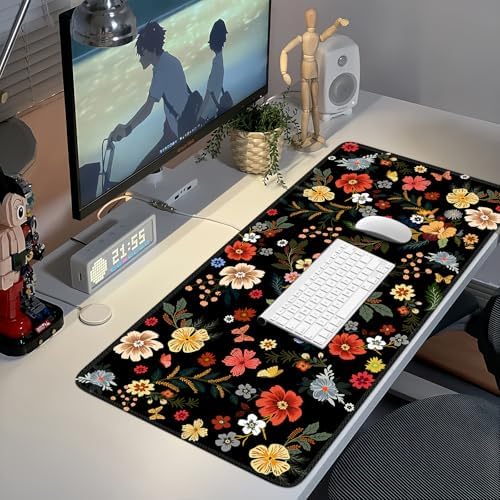 iCasso Desk Matt for Desktop, Cute Desk Pad Mat,Large Mouse Pad,Floral