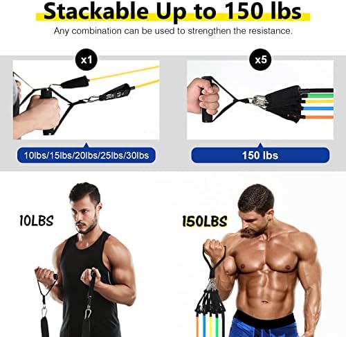 Resistance Bands Set, Workout Bands with Handles, 5 Levels