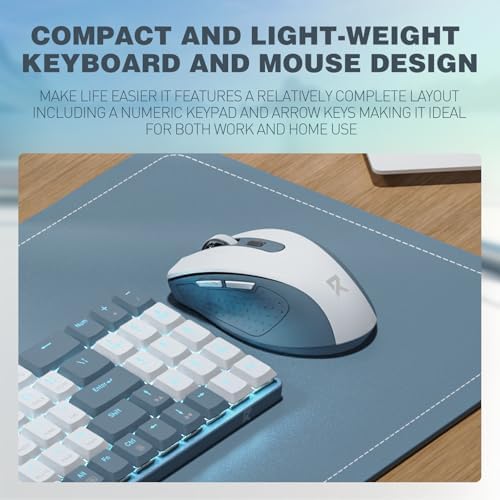 Redragon BS8773 Wireless Keyboard and Mouse Combo, 78 Keys 2.4Ghz Wireless Low-Profile Mechanical Red Switch Keyboard w/Slim Compact Design & Single Blue Backlit, Comfort Grip 2400 DPI Max Mouse