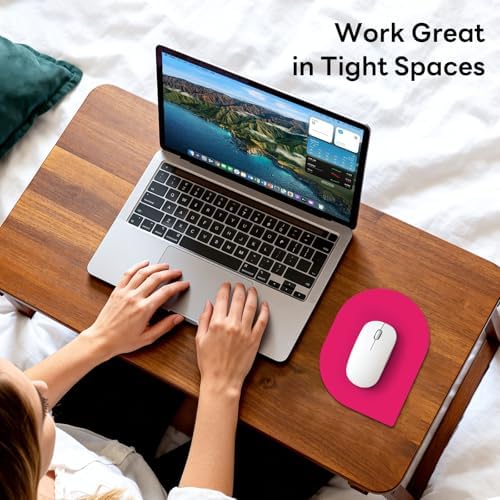 Contoured Oval Mouse Pad 6x8in Non-Slip for Laptop,Rose Red