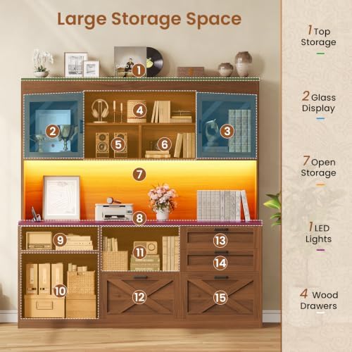 SEDETA 69" L Shaped Standing Desk with 4 Drawers, Storage Bookshelf